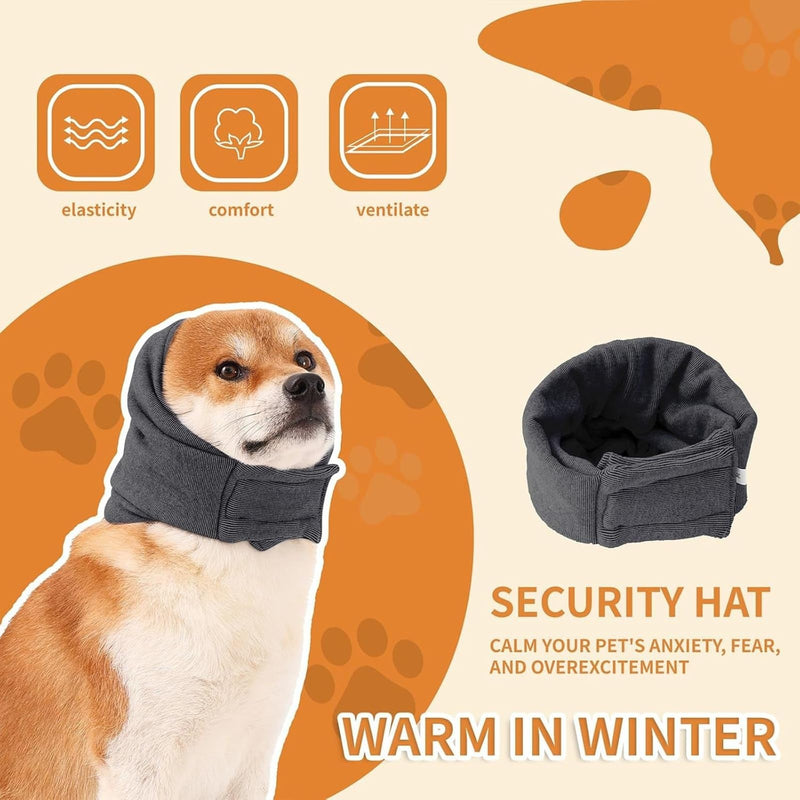 Ear Protection for Dogs - Dark Grey M, Soft Neck and Ear Protection with Noise Reduction, Waterproof Pet Accessory for Soothing Stress Situations