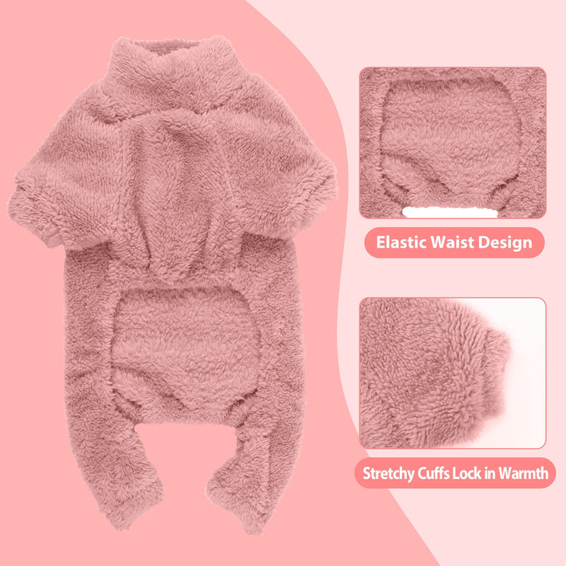 Fuzzy Dog Pajamas Turtleneck Dog Clothes Warm Soft Cozy Lightweight Dog Pjs Dog Sweaters for Small Dogs(Pink-S/M) Small/Medium Pink - PawsPlanet Australia