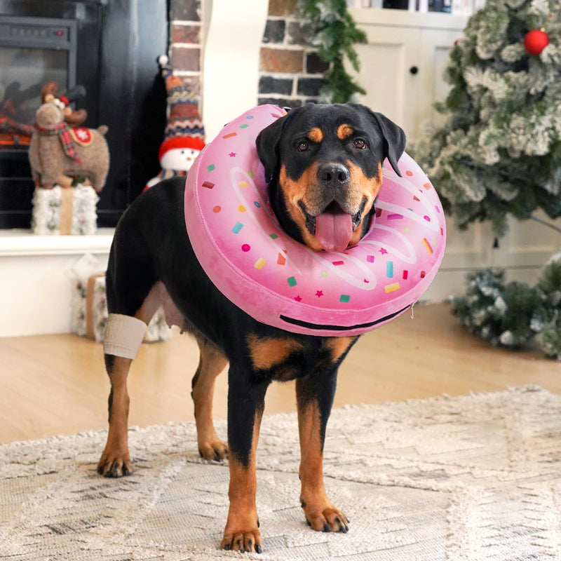 Inflatable Dog Pillow Cone Collar After Surgery, Donut Soft Neck Cone for Golden Retriever & German Shepherd Extra Large Dogs, etc, Dog Cone Alternative to Stop Licking Recovery E Collar Pink XL - PawsPlanet Australia