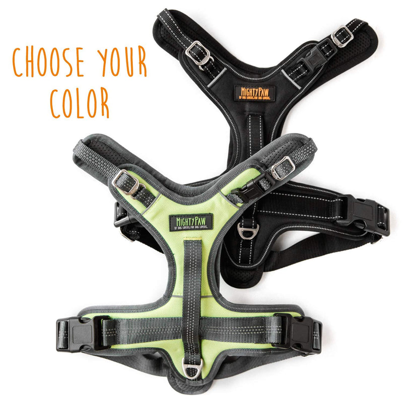 Mighty Paw Sport Harness 2.0 - Padded Canine Accessory - Adjustable Neck and Chest Straps - Enhanced Visibility with Reflective Stitching - Dog Body Harness - Neoprene Dog Harness - Medium - Green - PawsPlanet Australia