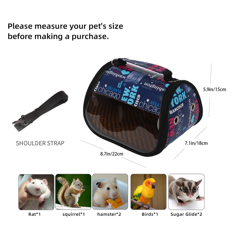 Transparent Small pet Carrier, Adjustable Shoulder Strap, Detachable Bamboo and Rattan Lining Suitable for Ventilated Bird Backpacks for Sugar Gliders, Hamsters, Rats, and Parrots (Blue) blue