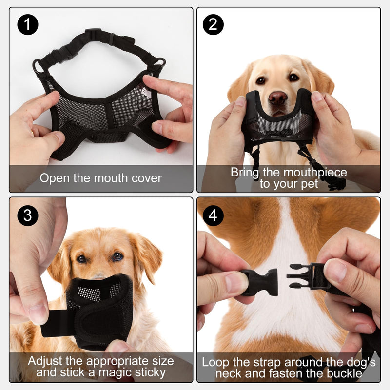 Dog Muzzle for Small Medium Large Dogs, Air Mesh Breathable and Drinkable Pet Mouth Guard for Anti-Biting Chewing Scavenging (Black,L) - PawsPlanet Australia