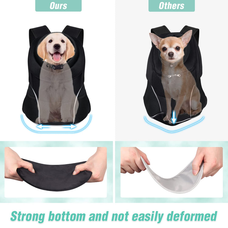 YUDODO Dog Front Carrier Backpack, Adjustable Breathable Pet Carrier for Small Dogs, Ventilated Puppy Back Pack with Safety Belt, Lightweight Doggy Backpack for Hiking Outdoor(Jet Black, L:9-13.5 lbs) Jet Black Large (9-13.5lbs) - PawsPlanet Australia