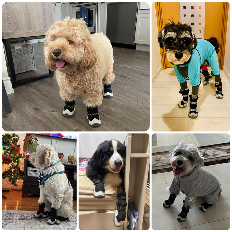 Dog Boots for Small to Large Breed, Waterproof Paw Protectors Anti-Slip Dog Winter Shoes with Adjustable Straps, Size 5