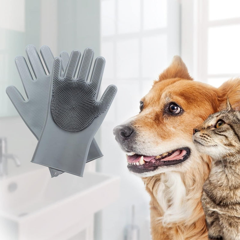 Pet Grooming Gloves - Gentle Dog Bathing Shampoo Brush - Massage Mitt with Enhanced Five Finger Design - Efficient Deshedding Glove for Dogs, Cats, Rabbits and Horses - 1 Pack - PawsPlanet Australia