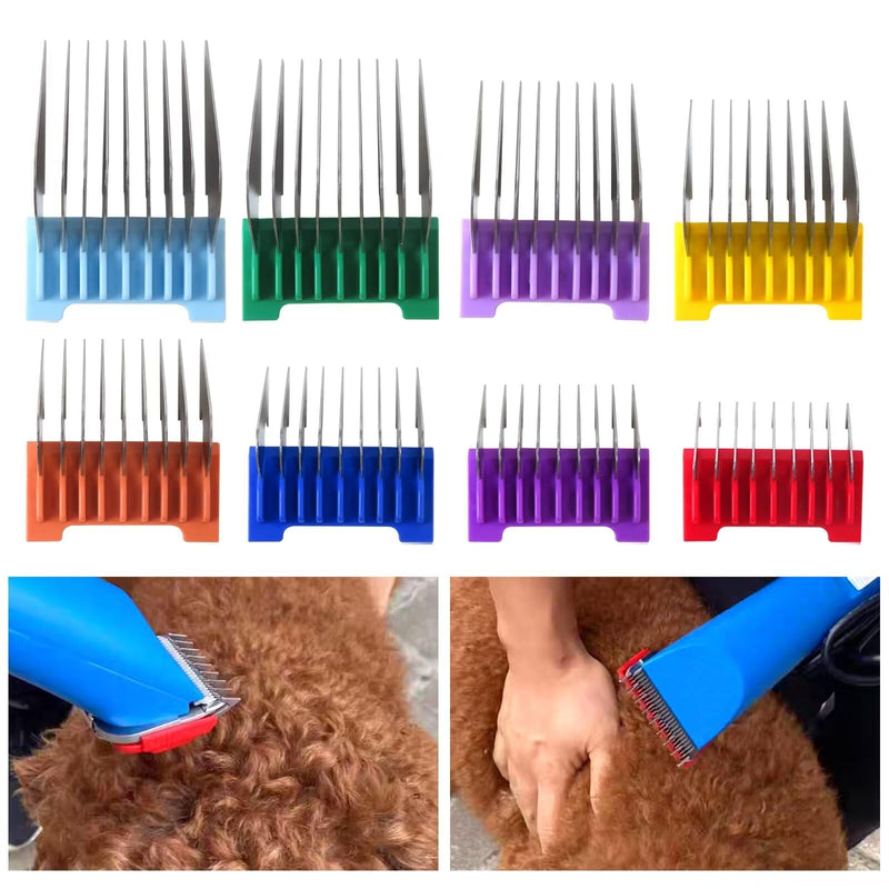 2024 Update Animal Stainless Steel 8 Color Guide Comb Set for W-AHL Bravura Arco Chromado Figura Guards Clipper(Cutting Length 3mm-25mm) - PawsPlanet Australia