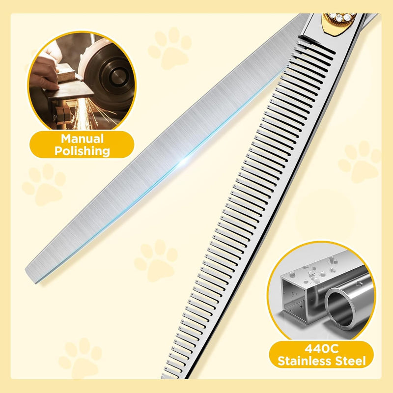Gimars 8 Inch Sharp 54 Teeth Professional Dog Grooming Scissors Heavy Duty 440C Stainless Steel Ergonomic Pet Grooming Scissor for Dogs, Cats and Other Animals 8 in 54 Teeth Thinning Shear - PawsPlanet Australia