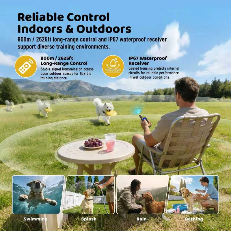 Waterproof Dog Shock Collar with Remote 3300 FT – 3 Modes Beep Vibrate Static, LED Light, 20-Level Adjustable, Rechargeable Training Collar for Small Medium Large Dogs 8-120 lbs - PawsPlanet Australia