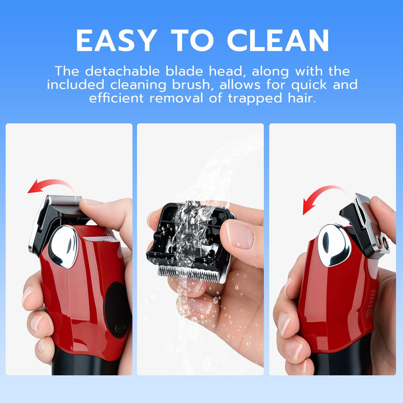 Mcbazel Dog Clippers Grooming Kit, Low Noise Rechargeable Cordless Adjustable Pet Hair Shaver Trimmers Set for Dogs, Cats and Other Pets - Red - PawsPlanet Australia