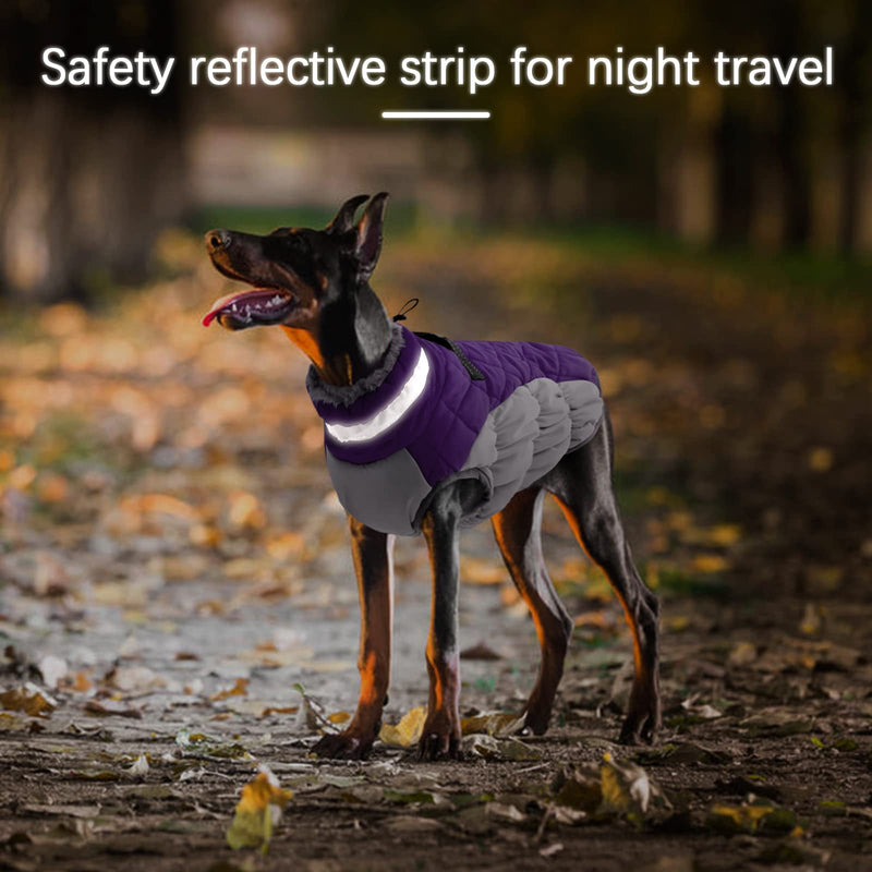 Dog Coat, Dog Jackets for Large Dogs, Dog Winter Coat with Harness Built in, Dog Cold Weather Coats Waterproof, Reflective Dog Snowsuit, Dog Winter Jacket Windproof Dog Puffer Jacket Purple 2XL XX-Large - PawsPlanet Australia