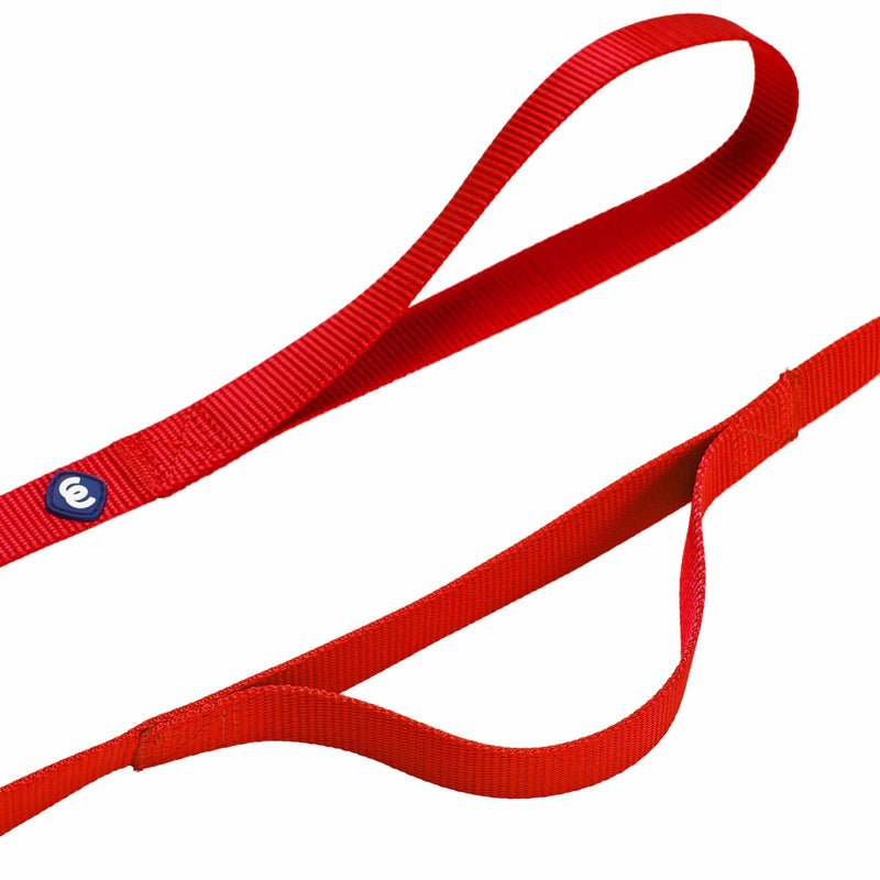 Blueberry Pet Essentials Matching Dog Collar and Double Handle Leash Set in Rouge Red, Adjustable Classic Solid Color Nylon Collar with 4 ft Leash for Large Dogs Rouge Red - Collar + Double Handle Leash