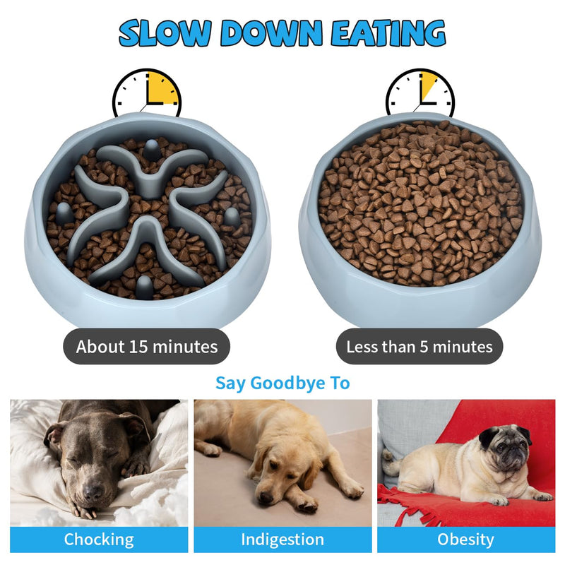 Slow Feeder Dog Bowls Insert, Silicone Dog Slow Feeder Bowl with Strong Suction Cups Perfect For Stainless Steel Glass Ceramic Dog Bowls (Grey, Medium Size) Gray - PawsPlanet Australia