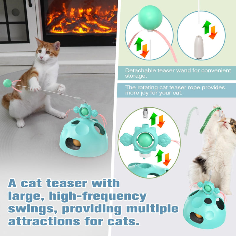 Interactive Cat Toys for Indoor Cats,4 in 1 Cat Treat Puzzle Slow Feeder Cat Wand Dancer Rolling Treat Ball Maze,Cat Treat Dispenser Puzzle Toy Cat Toys for Indoor Cats for Kitten Adult Cat - PawsPlanet Australia