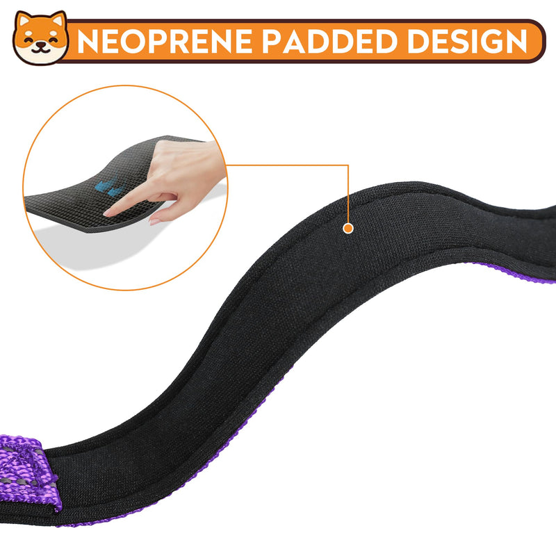 Reflective Dog Collar, Adjustable Soft Neoprene Padded Nylon Pet Collars with Buckle for Puppy and Small Dogs, Cats, Purple,XS - PawsPlanet Australia