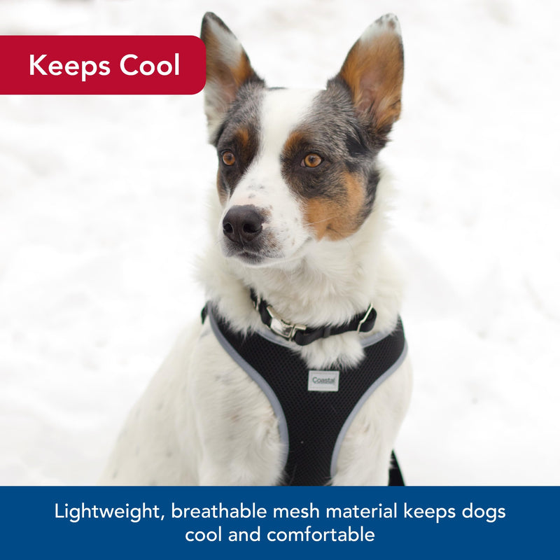 Coastal Pet Comfort Soft Reflective Wrap Adjustable Dog Harness - No-Pull Dog Harness for Small & Large Dogs - Black - 5/8" x 19"–23" - PawsPlanet Australia