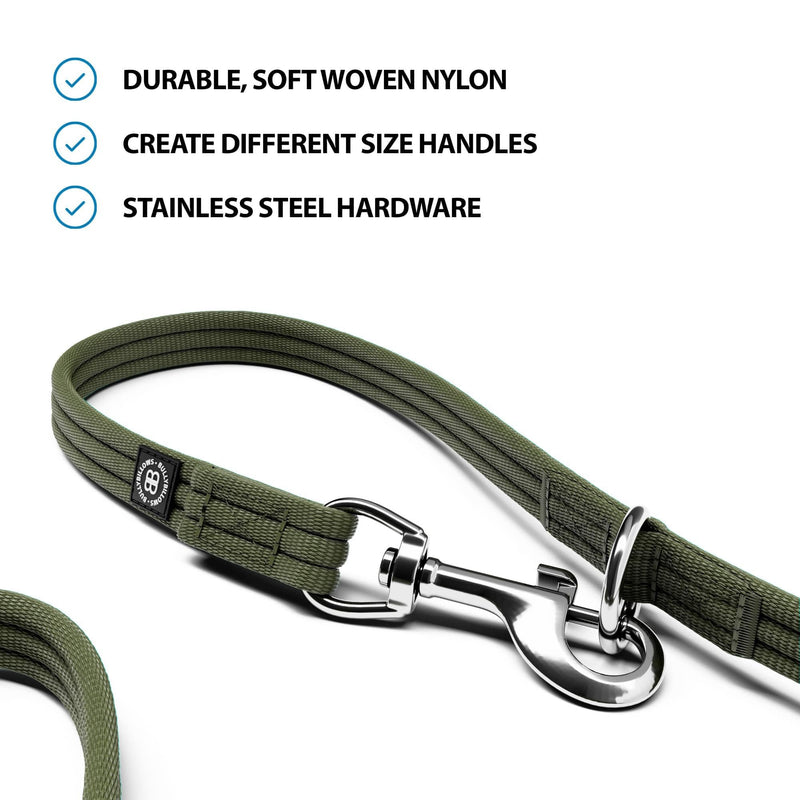 BullyBillows Double Ended Dog Lead | Multi-Functional Lead | Medium or Long Length for Obedience Work or Distance Training | Khaki 6.56 feet