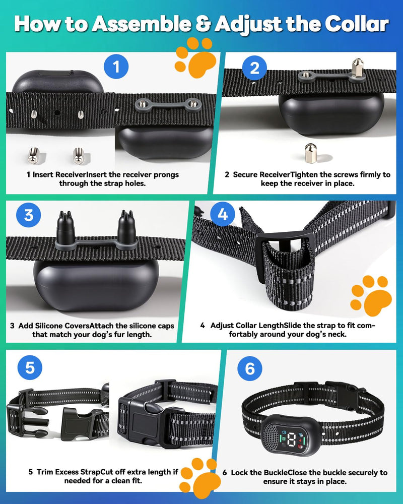 Smart Dog Training Collar with Remote – 4500FT Range Rechargeable E Collar with Voice Command, Beep, Vibration, Static & LED Light, Waterproof Shock Collar for Small Medium Large Dogs - PawsPlanet Australia