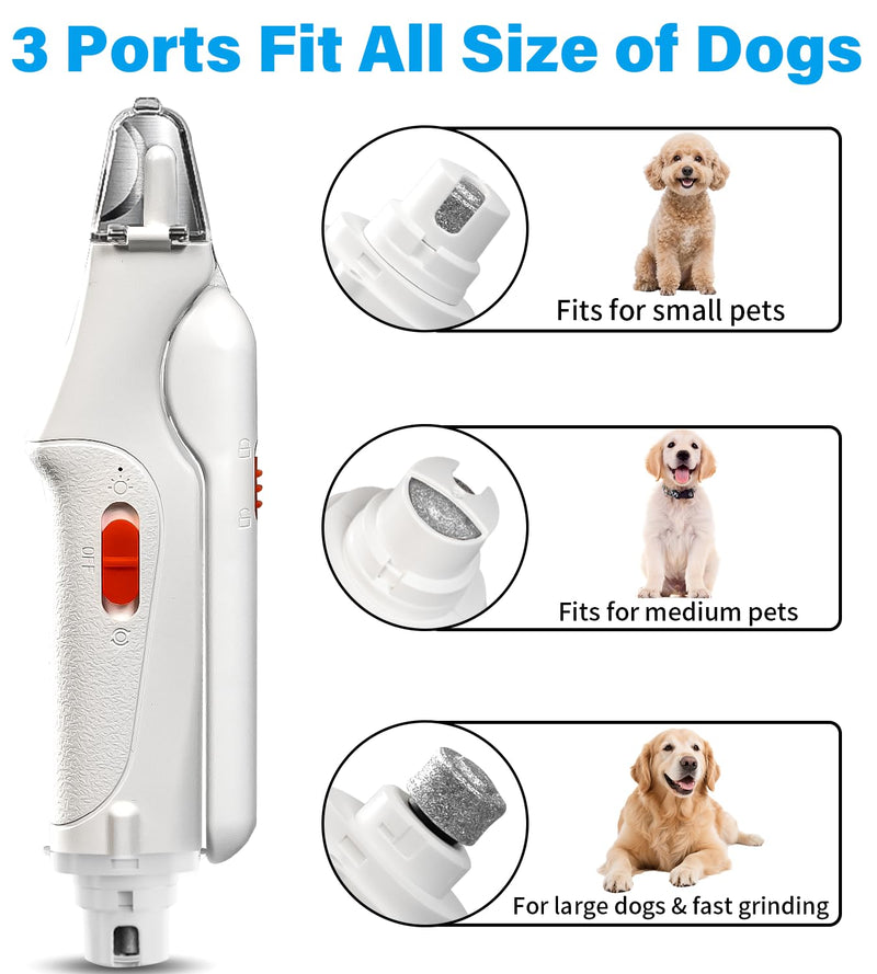 2 in 1 Dog Nail Clippers & Cat Nail Clippers Trimmers for Large Medium Small Dogs Cats Claw Trimmer Quick Sensor and Safety Guard USB Rechargeable Dogs Nail Trimmer with Catcher & 2 LED Lights White - PawsPlanet Australia