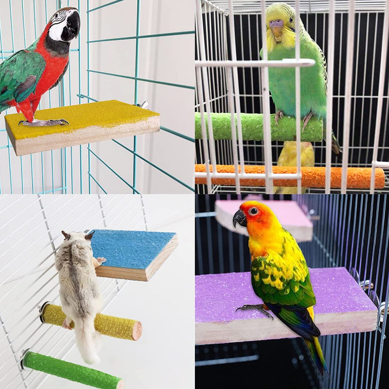 Hamiledyi 5 Pcs Parrot Perch Stand Natural Wood Bird Perch Stand Platform Paw Grinding Sticks Cage Accessories Exercise Toys for Budgies Parakeets Cockatiels Conures Lovebirds 5PCS - PawsPlanet Australia