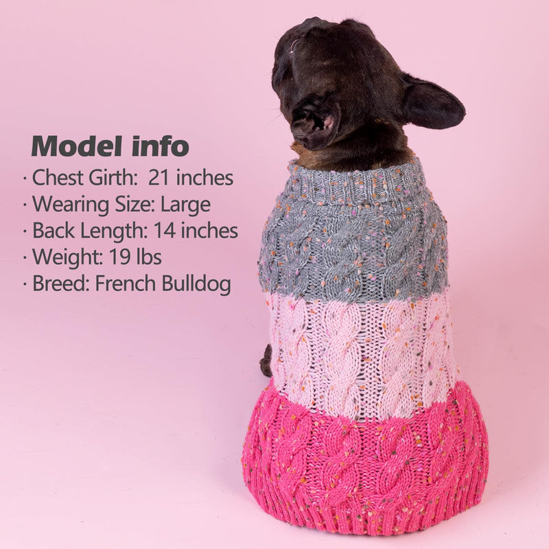 KYEESE Dog Sweater Color Block with Fuzzy Thread Knitted Turtleneck Dog Knitwear with dots in a Variety of Colors for Small Dogs Fall Winter Dog Clothes, Pink, M Medium (7-11lbs) 2# Pink - PawsPlanet Australia