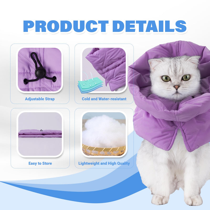 Cat Recovery Collar, Soft Adjustable Cone for Cats and Kittens, Lightweight Waterproof Elizabethan Collar for After-Surgery Care, Prevent Licking and Scratching, Neck Protector for Pets（Purple,M） Purple【New Arrival 】 M