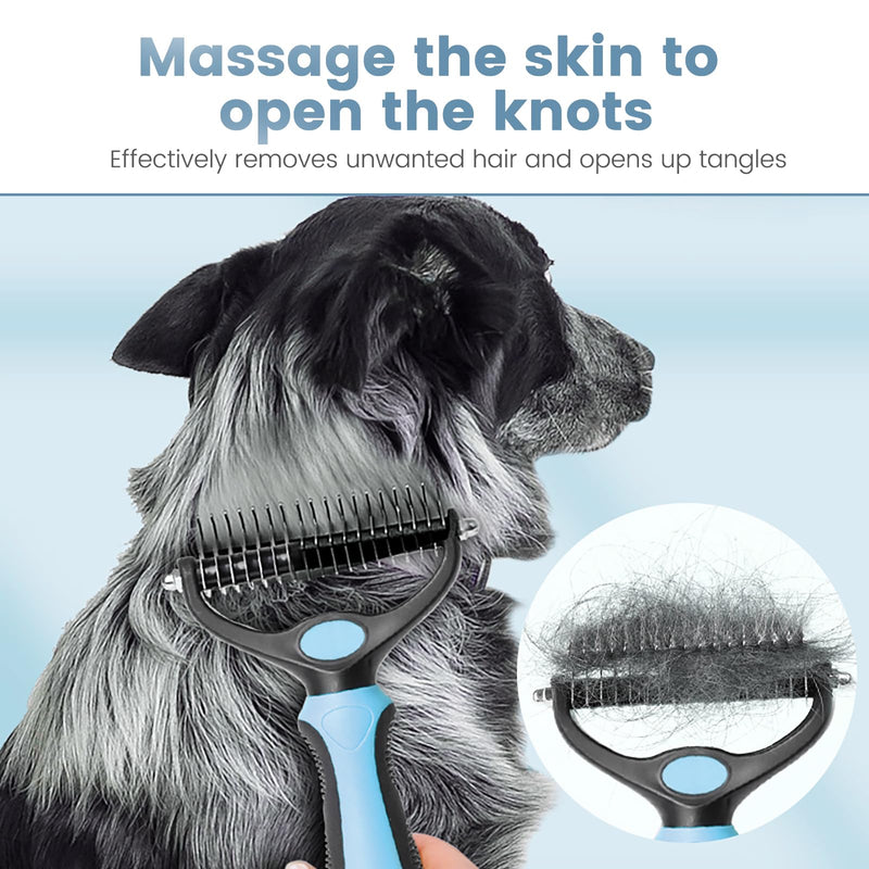 Generic Cat Brush Dog Brush for Shedding,Pet Grooming Brush,Dematting Deshedding Brush Dogs Shedding Tool for Long matted Haired Pets,Dogs &Cats-Safe and Effective Dematting Comb, Large, blue
