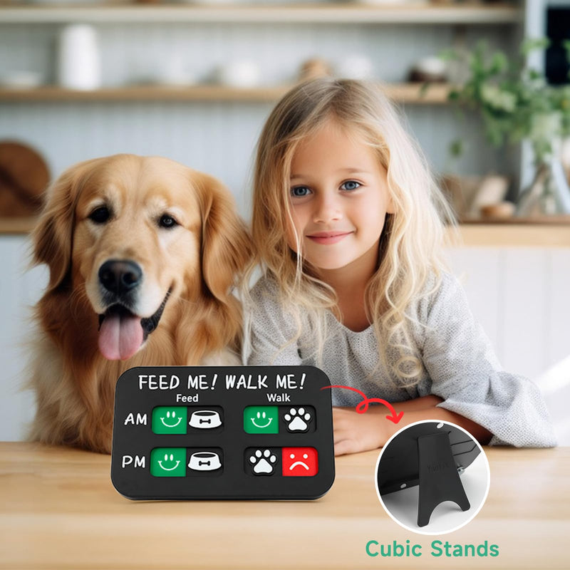 YAUYIK Pet Feeding Reminder, Magnetic Reminder Sticker, AM/PM Daily Indication Chart Feed/Walk Your Pets, Fridge Magnets and Double Sided Tape, Helps You to Track Pet Feeding & Walking (Black) Black-Feed Me! Walk me! - PawsPlanet Australia