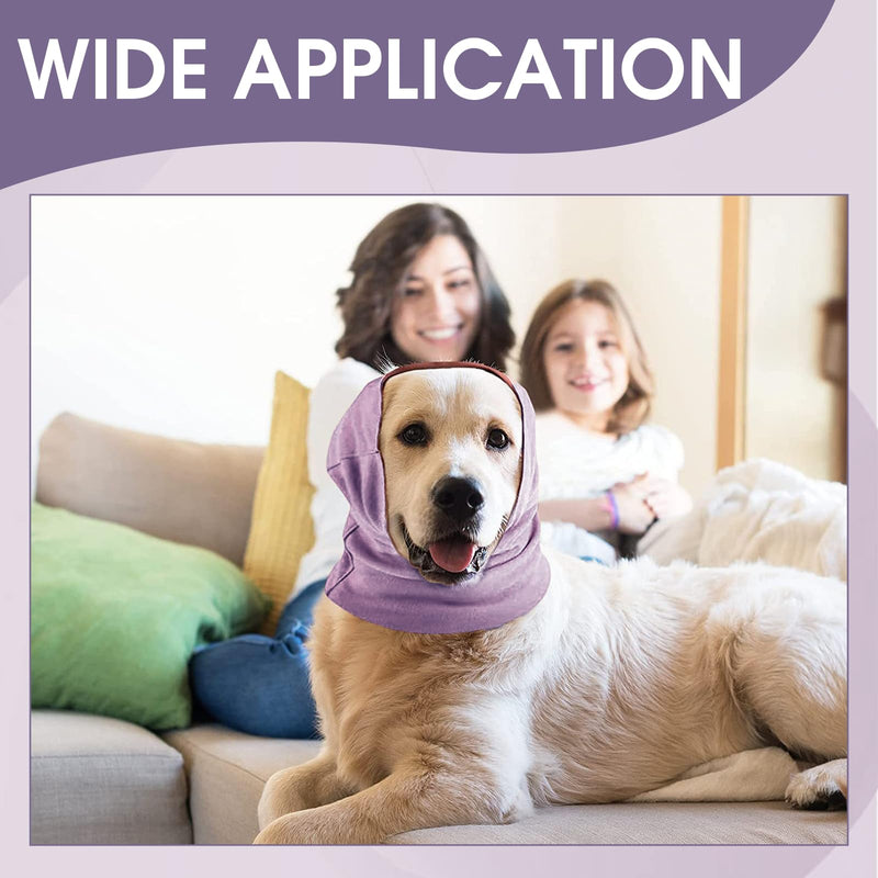 Dog Ear Cover for Anxiety Relief Grooming Drying Recovery, for Dogs Calming Snood Ear Protectors Soft Ear Muffs and Earmuff Head Wrap Dogs Hearing Protection (Purple) Purple