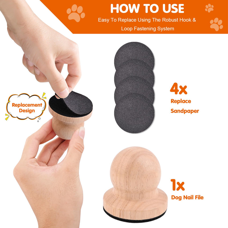 Dog Nail File Dog Scratch Board for Nails Wooden Handicraft Cat Dog Nail Scratch Pad with 4 Pcs Replaceable Sandpaper Dog Trainning Accessories Stress Free Nail Filing for Dogs(Wood) Wood - PawsPlanet Australia