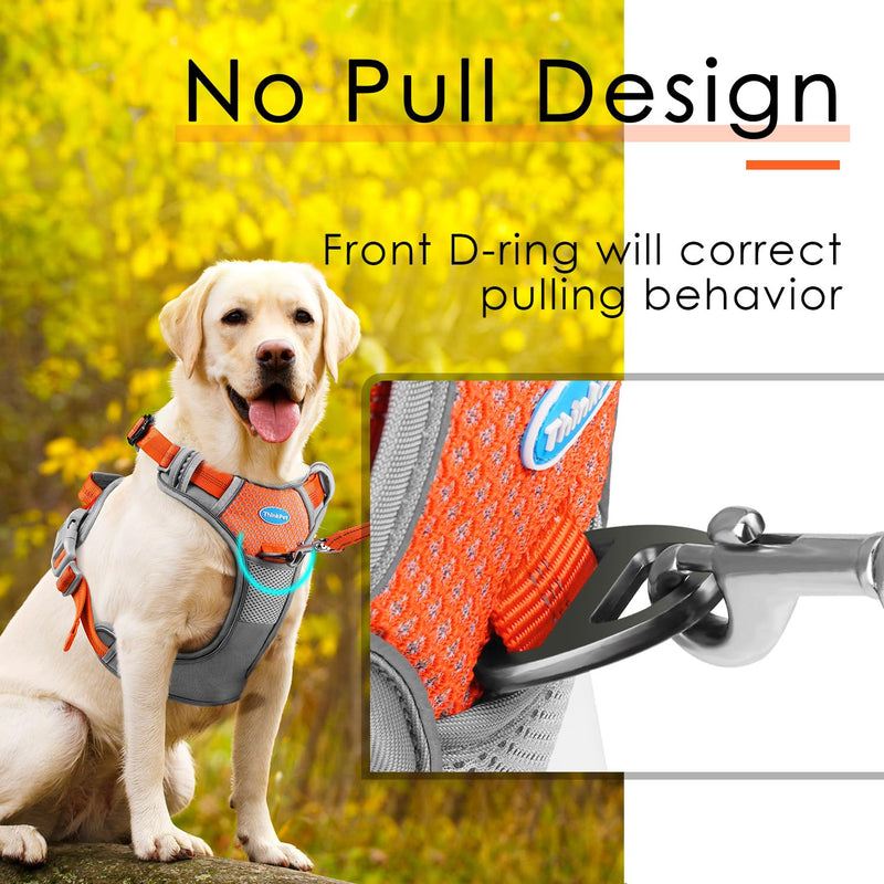 ThinkPet No Pull Harness Breathable Sport Vest with Handle-Dog Harnesses Reflective Adjustable for Medium Large Dogs Bright Orange S(Chest:14"-22") - PawsPlanet Australia