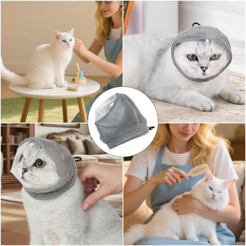 Cat Bubble Muzzle for Cats That Bite Transparent Muzzle for Grooming and Nail Trimming Adjustable Soft Breathable Mesh for Bite Prevention - PawsPlanet Australia