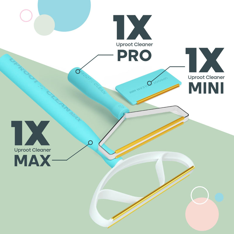Uproot Clean Fur-Nado Survival Kit - Uproot Cleaner Pro Pet Hair Remover + Mini & Max Variants - Pet Hair Removers and Carpet Scraper - Easy Cat Hair Remover & Dog Hair Remover Bundle! - PawsPlanet Australia