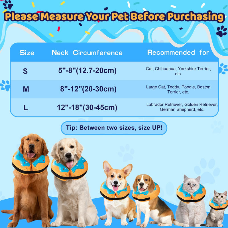 Grand Line Donut Inflatable Collar for Dogs and Cats, Soft Recovery Dog Cone After Surgery, Protective Pet Neck Cone for Small, Medium, Large Dogs, Not Block Vision (Blue, L) Blue Donut Large (Neck:12"-18") - PawsPlanet Australia