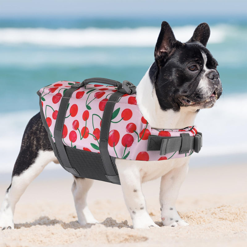 Doglay Dog Life Jacket, Dog Life Vest for Swimming Boating, Adjustable Puppy Life Jacket with Reflective Stripes, Superior Buoyancy Pet Swimming Vest for Small Medium and Large Dogs Cherry X-Small - PawsPlanet Australia