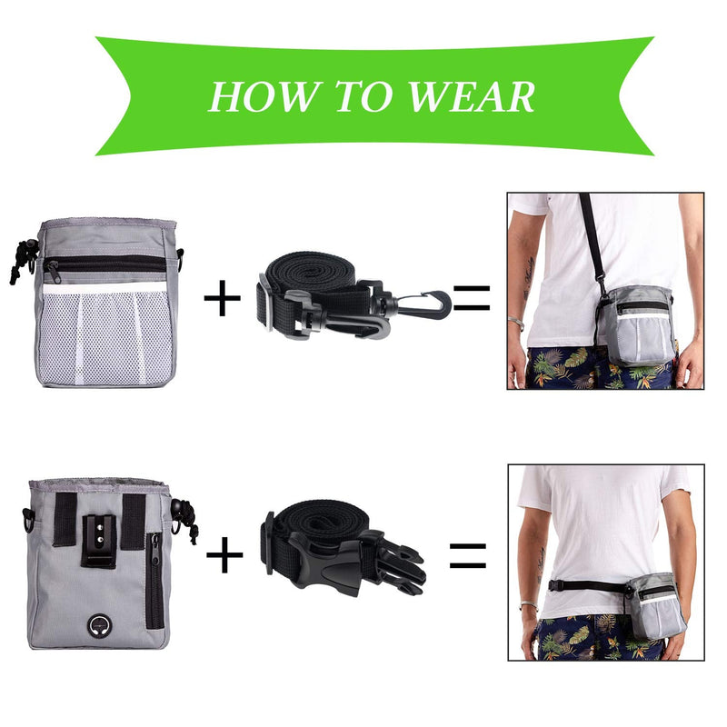 D-BUY 4-in-1 Dog Training Set, Puppy Training Treats- Dog Treat Training Pouch, Dog Whistle, Dog Doorbells, Dog Clicker, Ideal Gift for First Time Pet Owners, Training Dog Owners Grey - PawsPlanet Australia