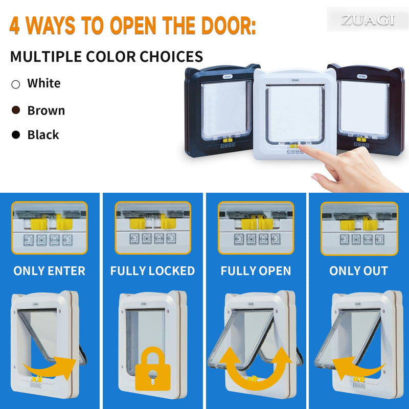 4 Way Locking Weatherproof Pet Gate - Cat & Dog Door for Sliding Glass Door (12.7''x11'', Inter Size 8.7''x7.9'') - PawsPlanet Australia