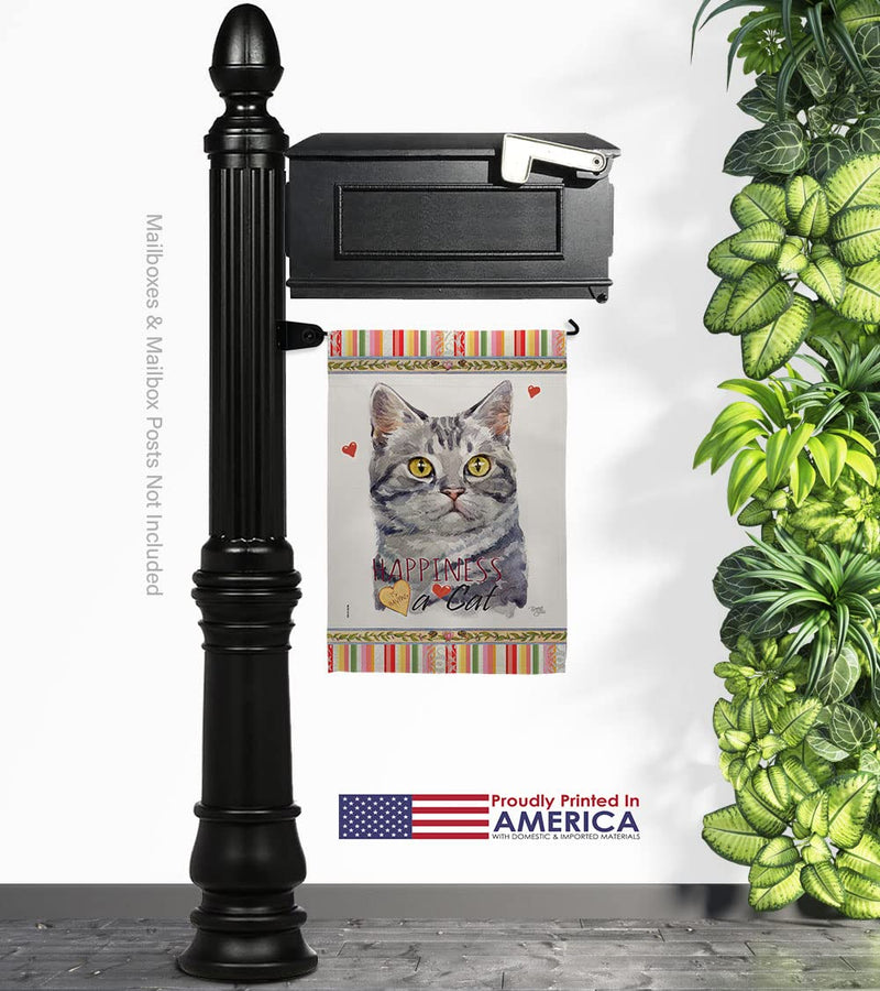 Breeze Decor Red American Short Hair Happiness Garden Flag-Set Mailbox Hanger Cat Kitten Meow Spoiled Paw Fur Pet Nature Farm Animal Creature House Banner Small Yard Gift Double-Sided, Made in USA - PawsPlanet Australia