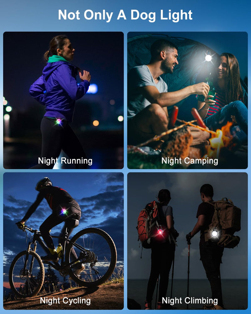 2 Pack Dog Collar Light, Rechargeable Dog Lights for Night Walking Clip On, 4 Modes Waterproof LED Collar Charm for Nighttime Running, Cycling, Pet Camping Essentials (Black) Matte Black - PawsPlanet Australia