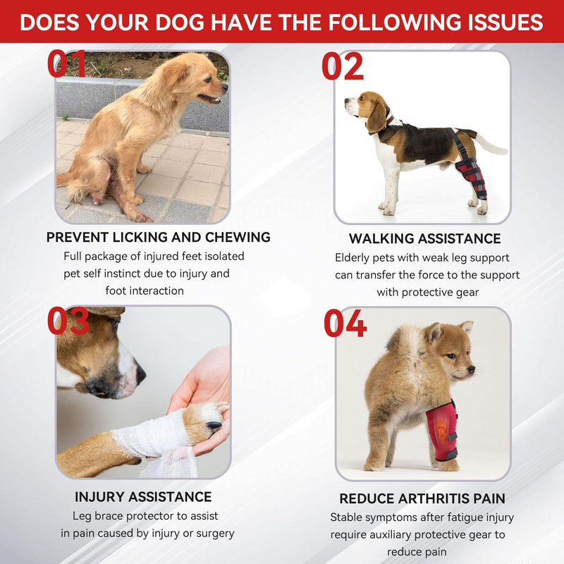 Dog Hind Leg Brace, Pet Dogs Protector Sleeve Brace Neoprene Anti-licking Breathable Support Knee Pads for Dog Legs Pet Stable Knee Pads Support (S)