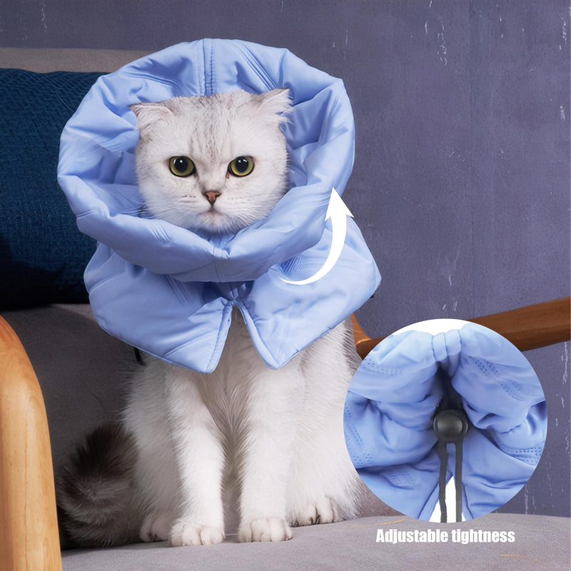 Collar for Cats, Lick Protection Cat, Adjustable Collar Cat, Soft, Waterproof Cat Collar, Lick Protection, Soft, for Cats, Kittens, Prevents Licking Wounds (Light Blue, S)