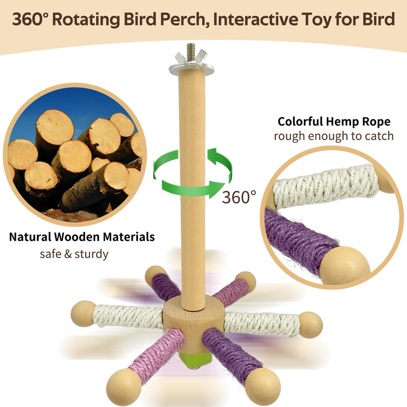 Rotating Bird Perch Toy – Fun Spinning Cage Stand for Parakeet, Budgie, Lovebird, Cockatiel, Conure, Finches & Quaker – for Small-Medium Birds to Relieve Boredom & Encourage Play (White) White - PawsPlanet Australia