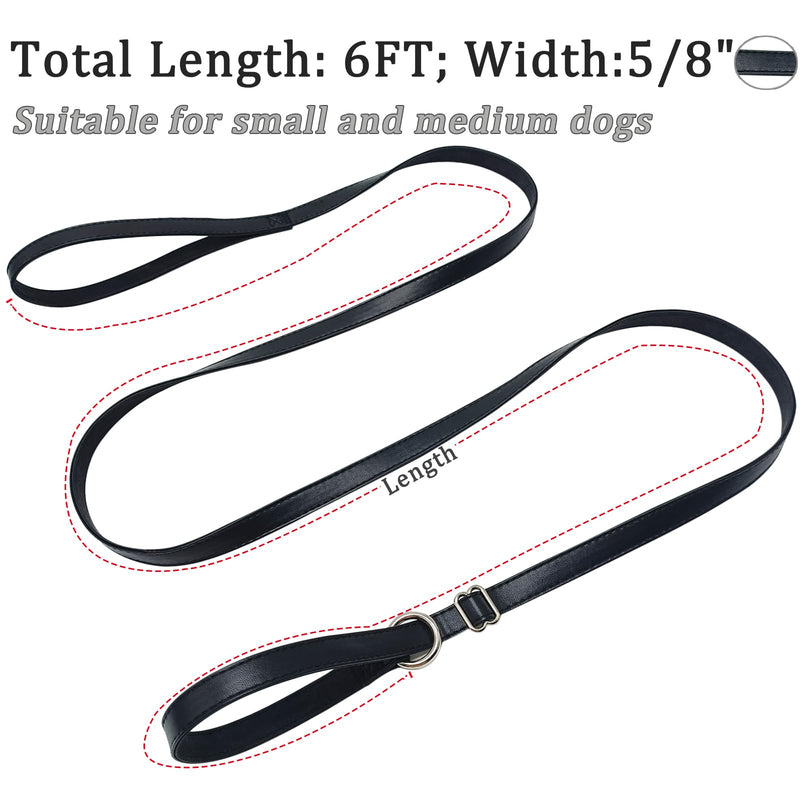 WYuZe Leather Dog Leash Slip Style, 6 FT 5/8" Wide Soft Leather Slip Lead and Collar Combo, No-Pull Training Leash for Small Medium Dogs Black 6 Foot - PawsPlanet Australia