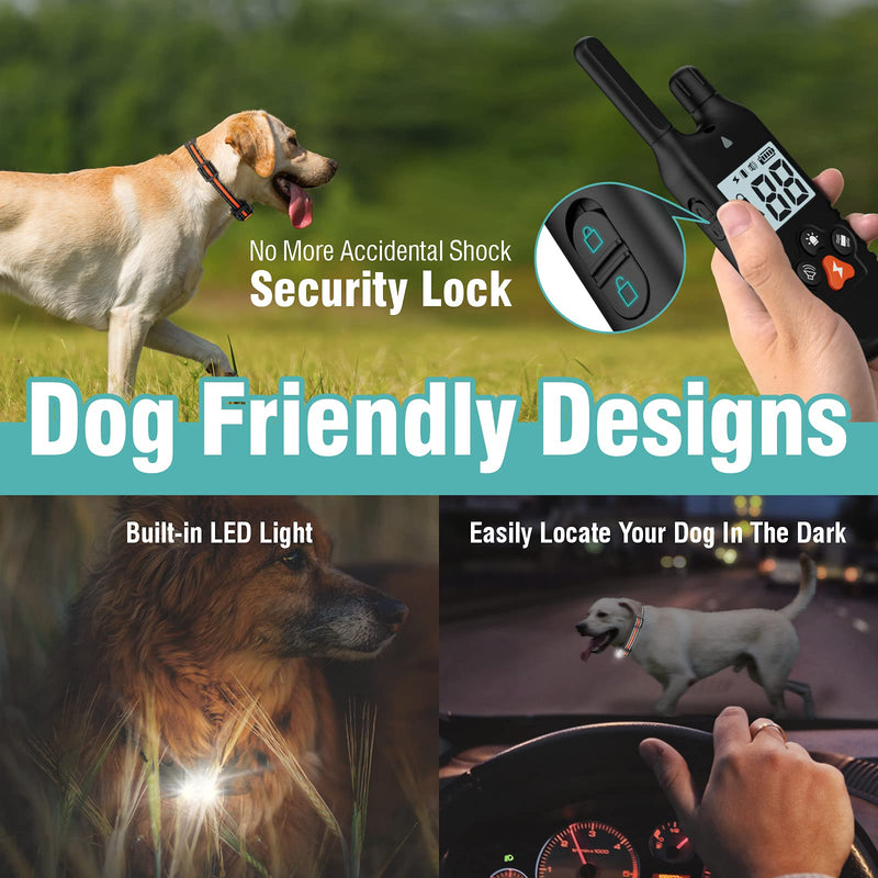 FunniPets Dog Shock Collar 2 Pack - 3000ft Dog Training Collar with Remote IP67 Waterproof E Collar for Dogs Training with Shock Vibrate Beep and Light Modes for Small Medium Large Breeds - PawsPlanet Australia
