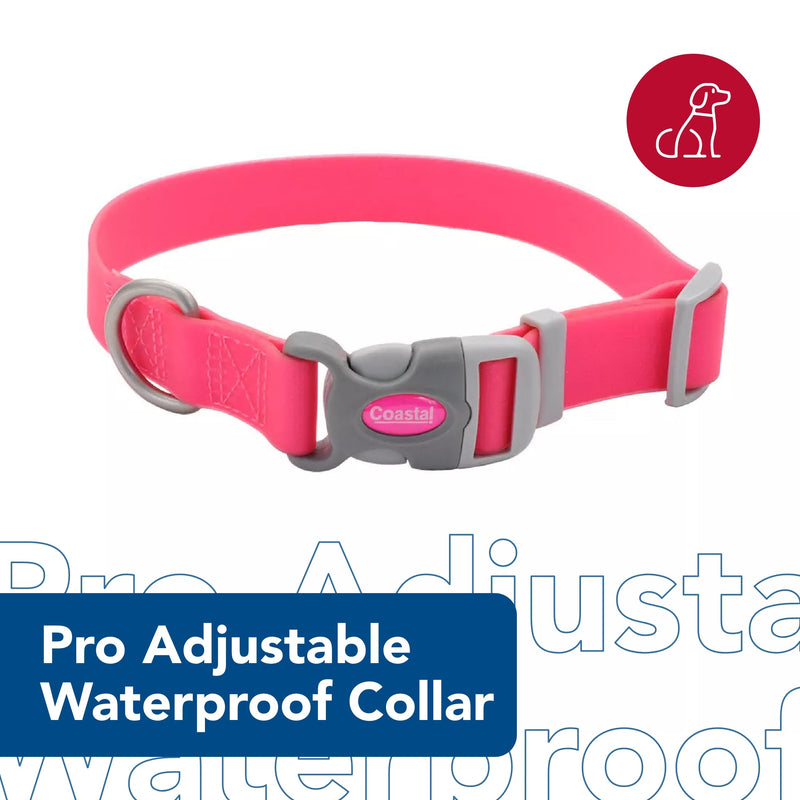 Coastal Pet - Pro Adjustable Waterproof Dog Collar with Waterproof Coated Webbing - Fuschia - 3/4” x 10"-14” 3/4" x 10"-14" (Pack of 1) Fuscia - PawsPlanet Australia
