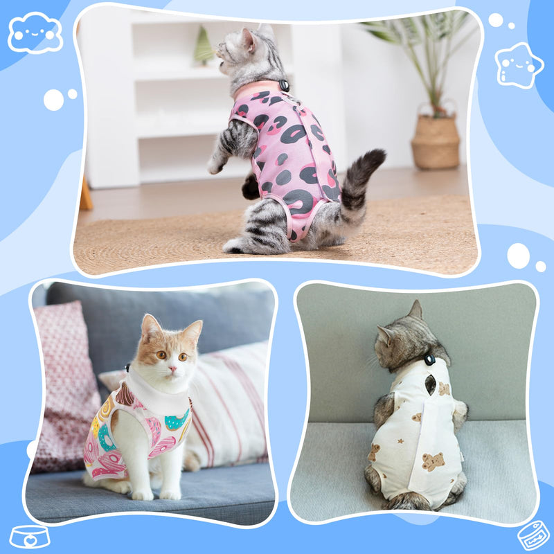 2PCS Cat Recovery Suit for Abdominal Wounds or Skin Diseases, Pink & Donut Cat Onesie for Cats After Surgery Female Kitten Recovery Suit, Breathable E-Collar Alternative for Cats After Spay Anti - PawsPlanet Australia