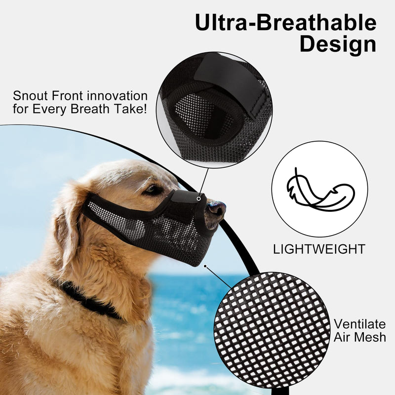 Dog Muzzle for Small Medium Large Dogs, Air Mesh Breathable and Drinkable Pet Mouth Guard for Anti-Biting Chewing Scavenging (Black,L) - PawsPlanet Australia