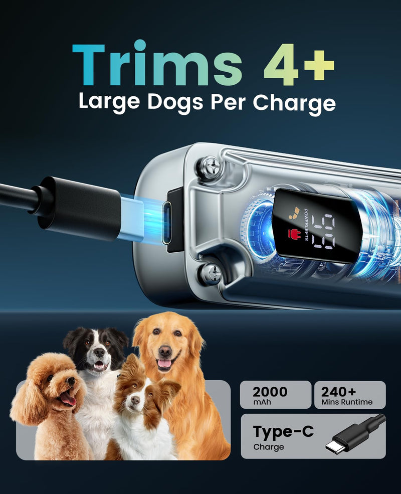 oneisall Dog Clippers for Grooming Thick Hair,Low Noise Dogs Grooming Kit with Detachable Stainless Steel Blade,Dog Shaver for Thick/Matted/Knotted/Fine/Wave/Curly Hair,PC18 - PawsPlanet Australia