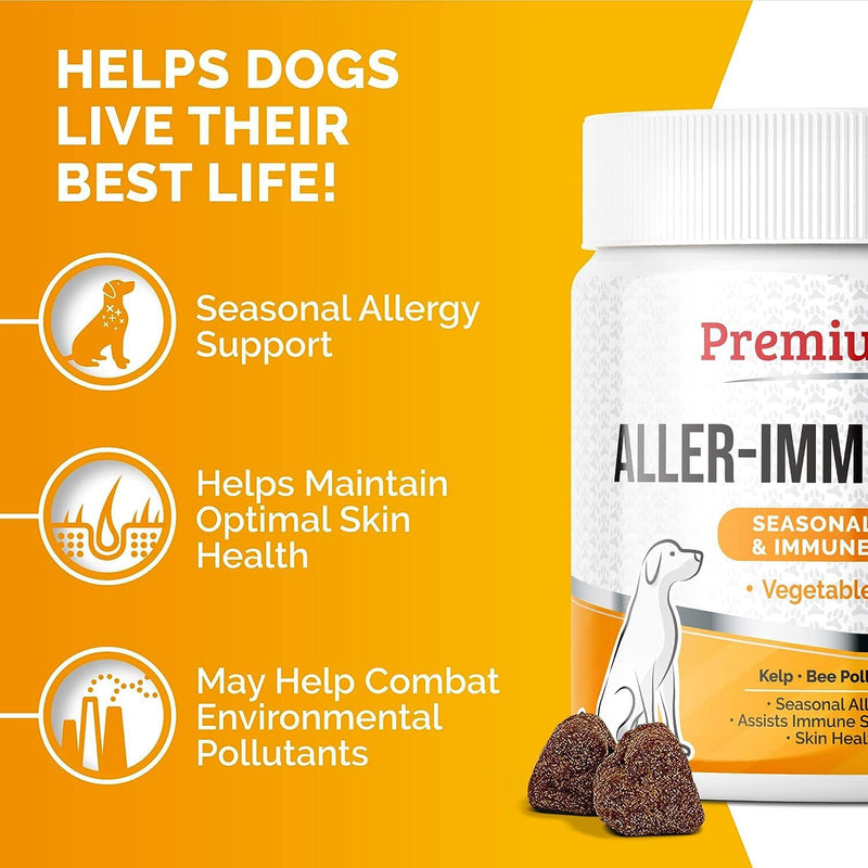 Allergy Relief Immune Supplement For Dogs - Made In USA - Vet Approved - Treats Allergies, Skin Itch, And Hot Spots - Provides Itch Relief, Promotes Skin & Coat, & Improves Digestion - 120 Chew Treats - PawsPlanet Australia