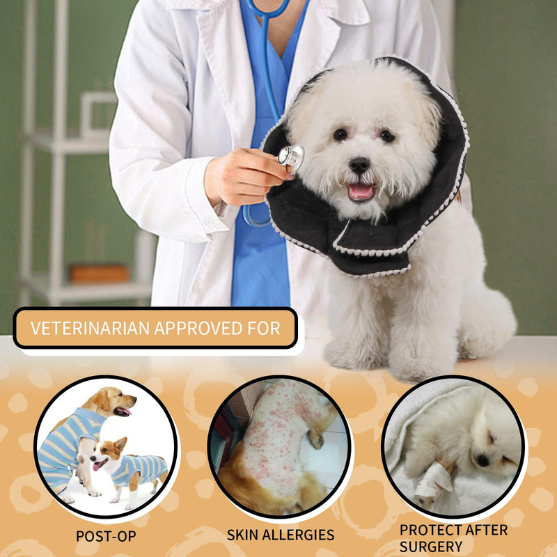 Soft Cat Recovery Collar,Adjustable Cat Cone Collar Cute,Cat Cones After Surgery for Kittens,Black,Samll Small(neck:7.8"-9") Black - PawsPlanet Australia