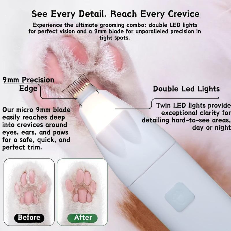 Dog Nail Trimmers and Dog Nail Grinder with 6 Lights, Quiet Dogs Grooming Kit with Cat Paw Clipper & Pet Paw File, Cordless Cat Nail Trimmer & Pet Nail Grinder for Large Medium Small Dog's Paw